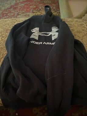 Under Armour Black Pullover Hoodie with White Logo